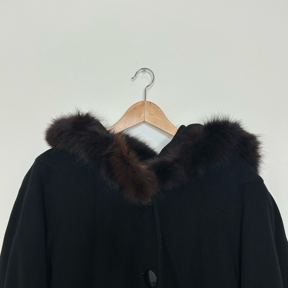 Vintage Wool Coat with Fur Trimmed Hood - Picture 2 of 12